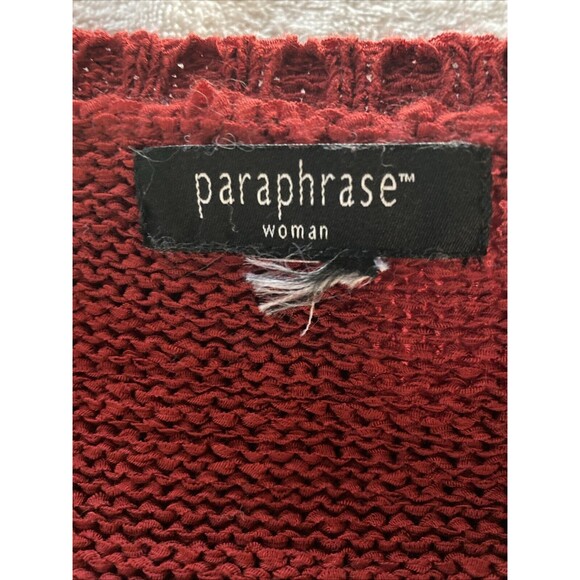 Paraphrase Women's Plus Sz 3X (52" Bust) Red Long Sleeve V-Neck Knit Sweater - Picture 7 of 8